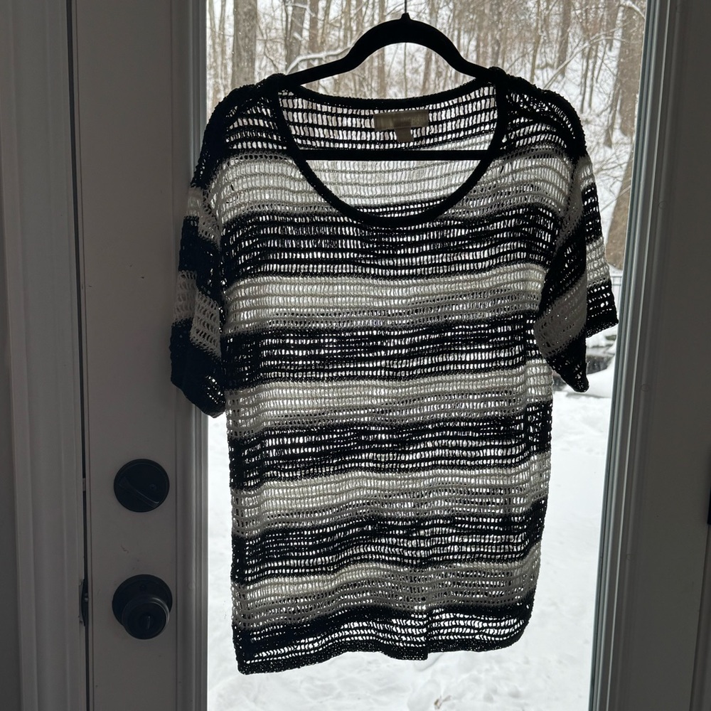 Michael Kors Striped Black and White Knit Top